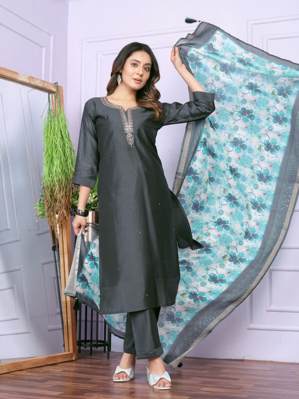 Modal Silk Kurta Set With Dupatta