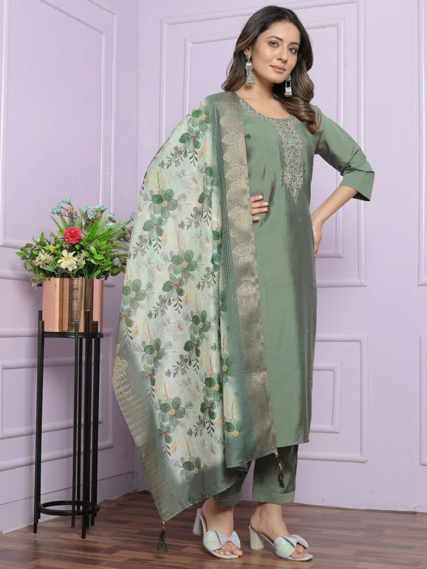 Rusian Silk Kurta Set With Dupatta