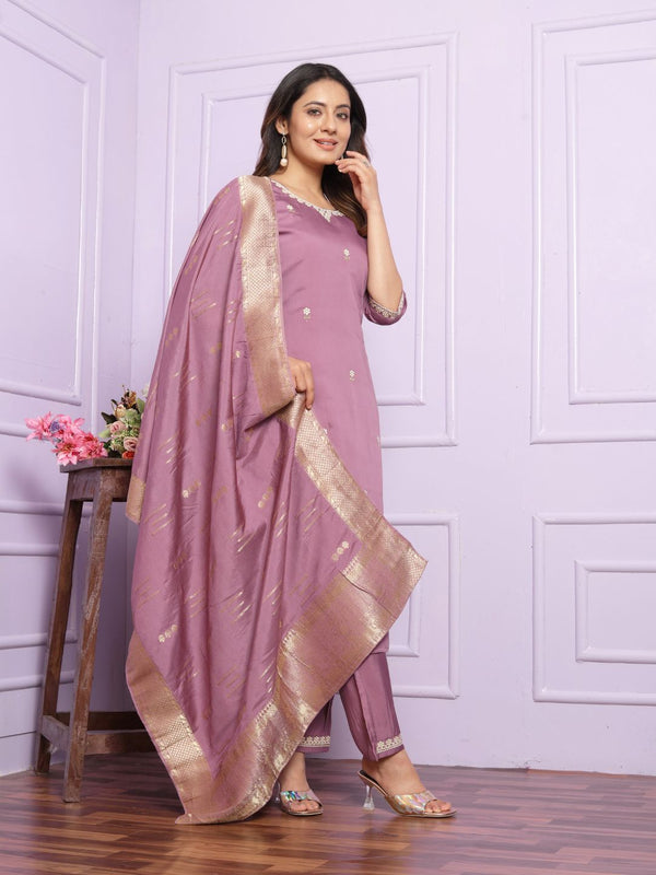 Viscose Silk Kurta Set With Dupatta