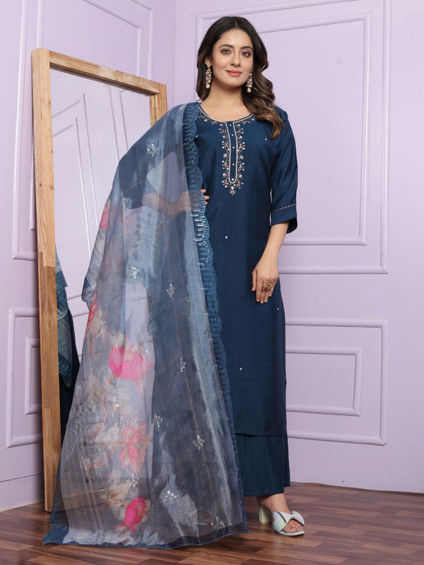 Roman Silk Kurta Set With Dupatta