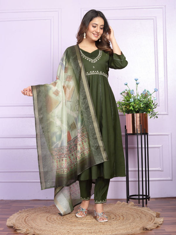 Viscose Slub Kurta Set With Dupatta