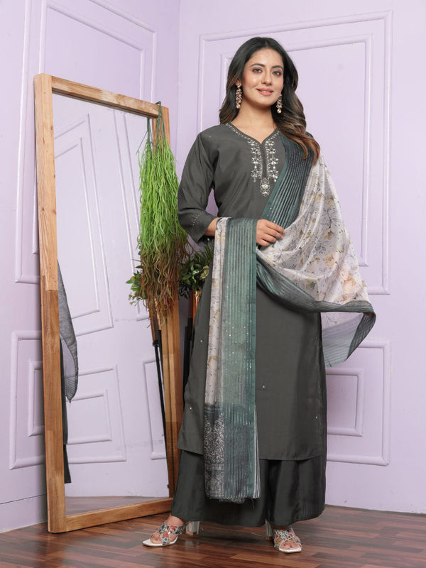 Roman Silk Kurta Set With Dupatta