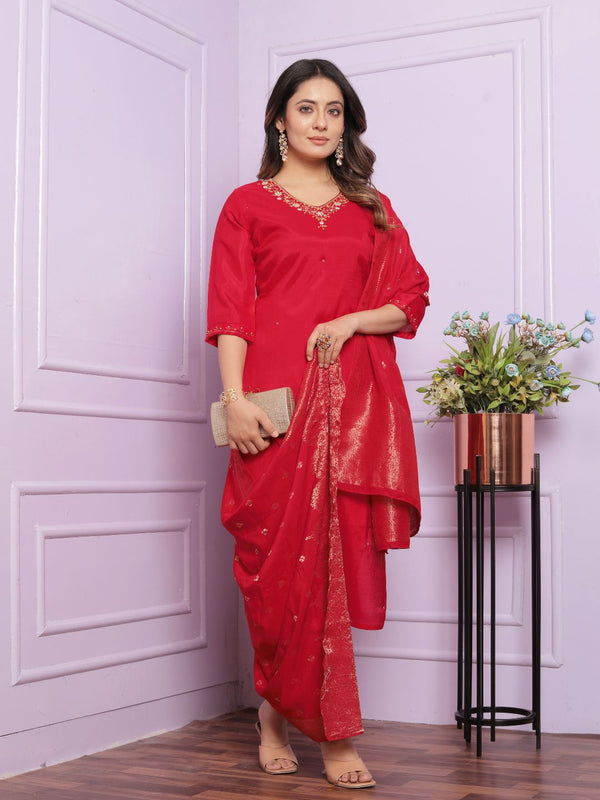 Pure Viscose Muslin Kurta Set With Dupatta