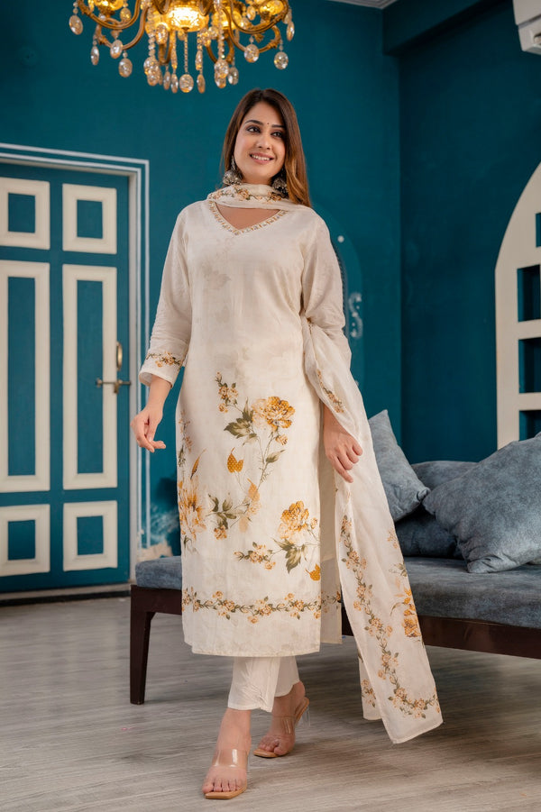 Cambric Cotton Kurta Set With Dupatta