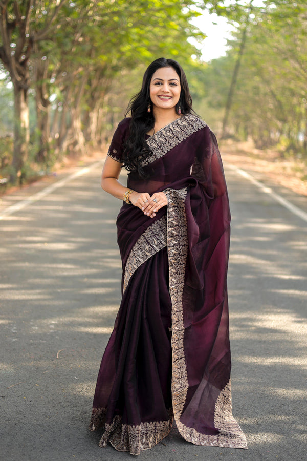 PURE SOFT CHINON SILK FABRIC  SAREE