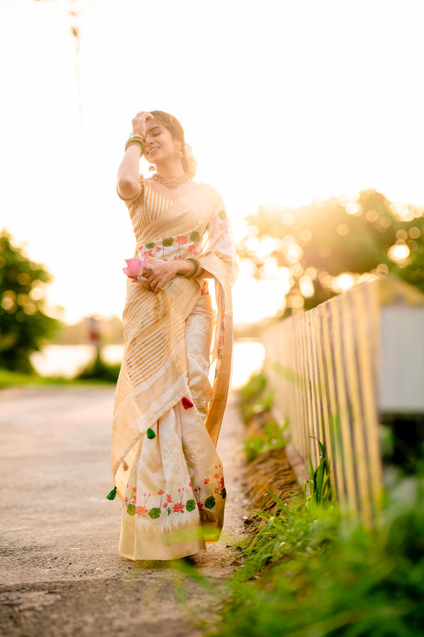 ELEGANT ASSAM SILK SAREE WITH MATCHING RUNNING BLOUSE